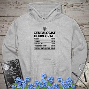 Genealogist Hourly Rate Hoodie in Sport Grey by Genealogy Keepsakes
