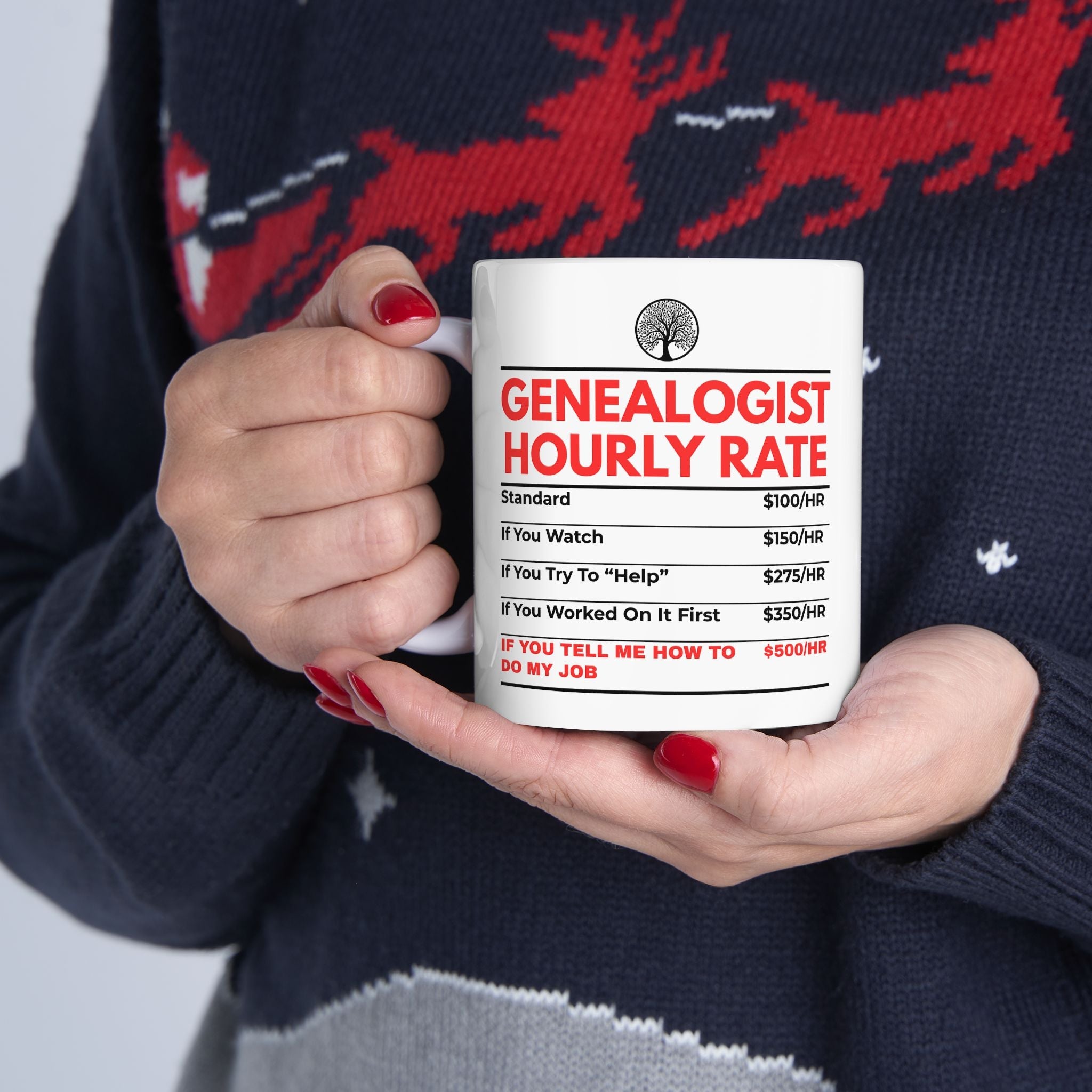 Genealogist Hourly Rate Mug (11oz|15oz) in 11oz by Genealogy Keepsakes