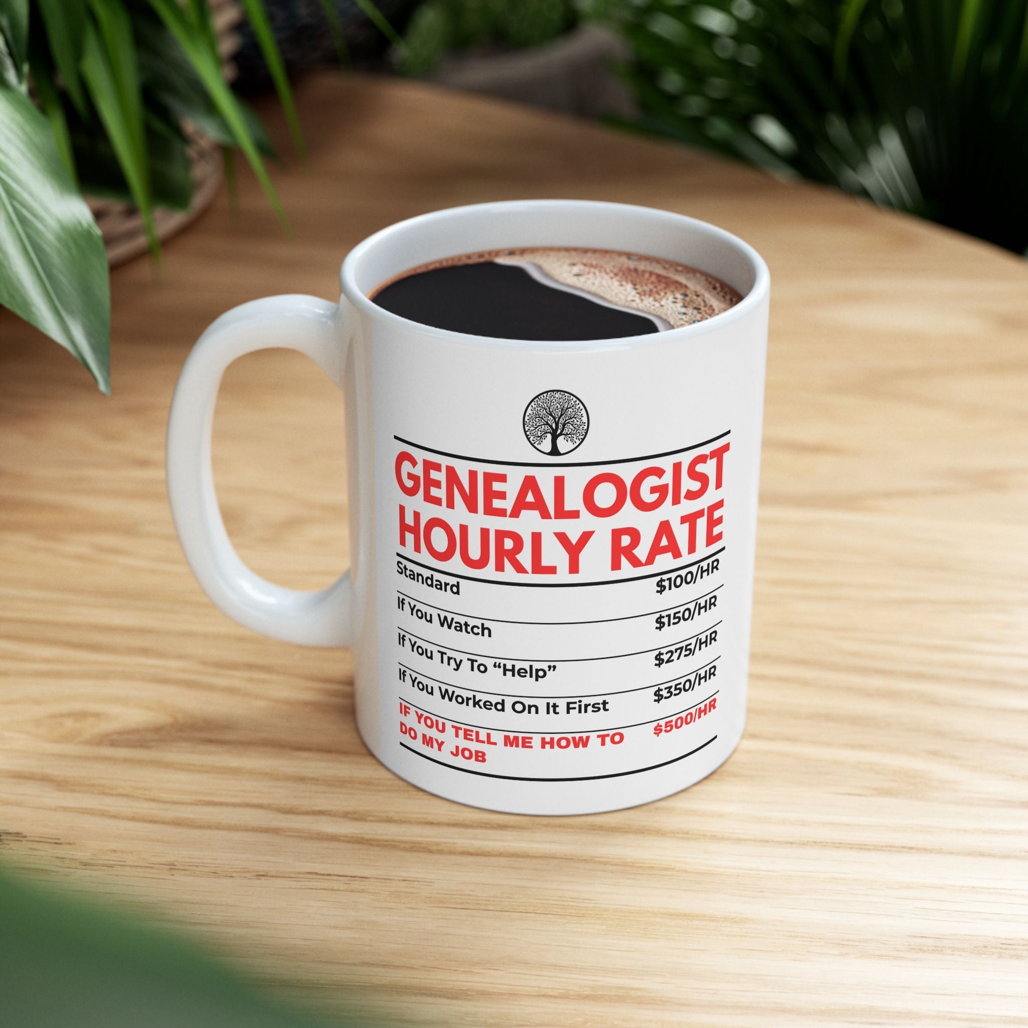 Genealogist Hourly Rate Mug (11oz|15oz) in 11oz by Genealogy Keepsakes