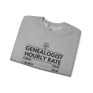 Genealogist Hourly Rate Sweatshirt in Light Pink by Genealogy Keepsakes