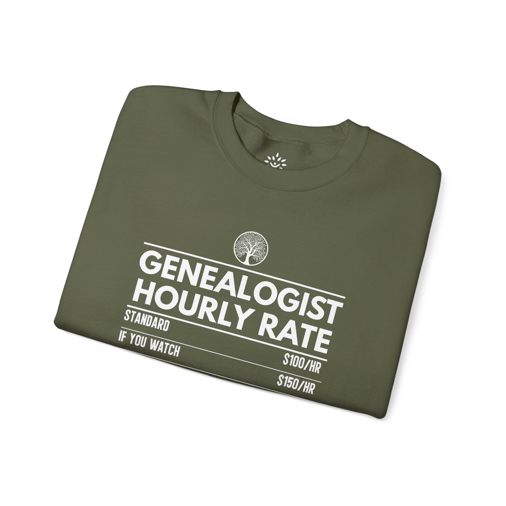 Genealogist Hourly Rate Sweatshirt in Light Pink by Genealogy Keepsakes