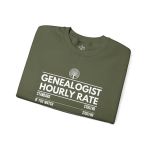 Genealogist Hourly Rate Sweatshirt in Light Pink by Genealogy Keepsakes
