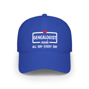 Genealogist Mode — "All • Day • Every • Day" Baseball Cap in One size by Genealogy Keepsakes