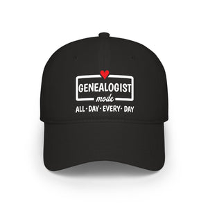 Genealogist Mode — "All • Day • Every • Day" Baseball Cap in One size by Genealogy Keepsakes