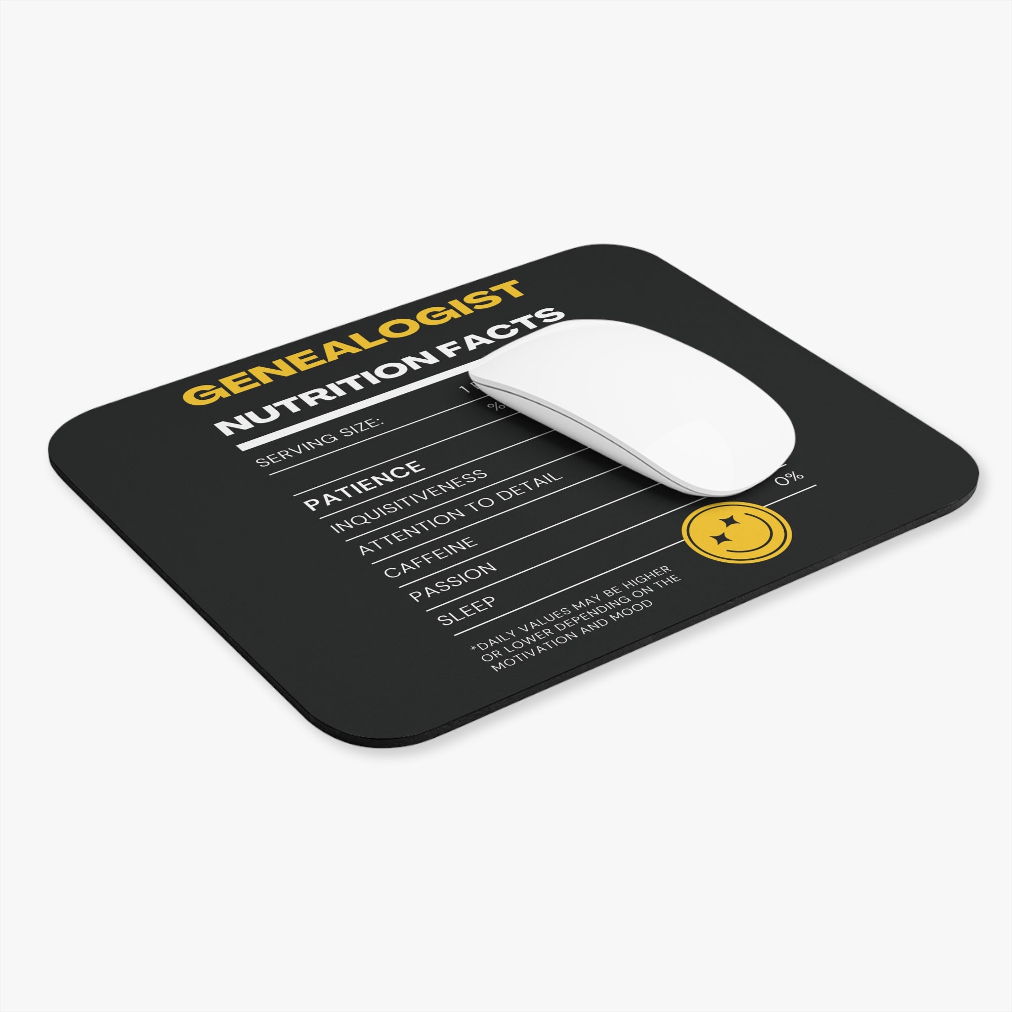 Genealogist Nutrition Facts Mouse Pad in 9" × 8" by Genealogy Keepsakes