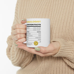 Genealogist Nutrition Facts Mug (11oz|15oz) in by Genealogy Keepsakes