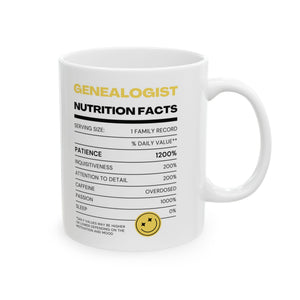 Genealogist Nutrition Facts Mug (11oz|15oz) in 11oz by Genealogy Keepsakes