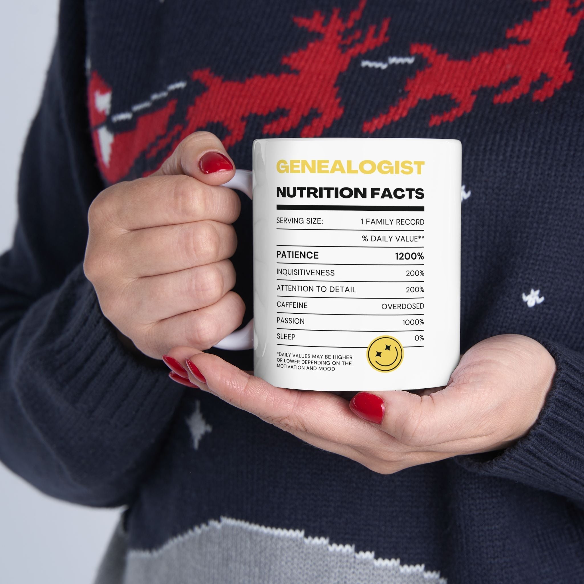 Genealogist Nutrition Facts Mug (11oz|15oz) in by Genealogy Keepsakes