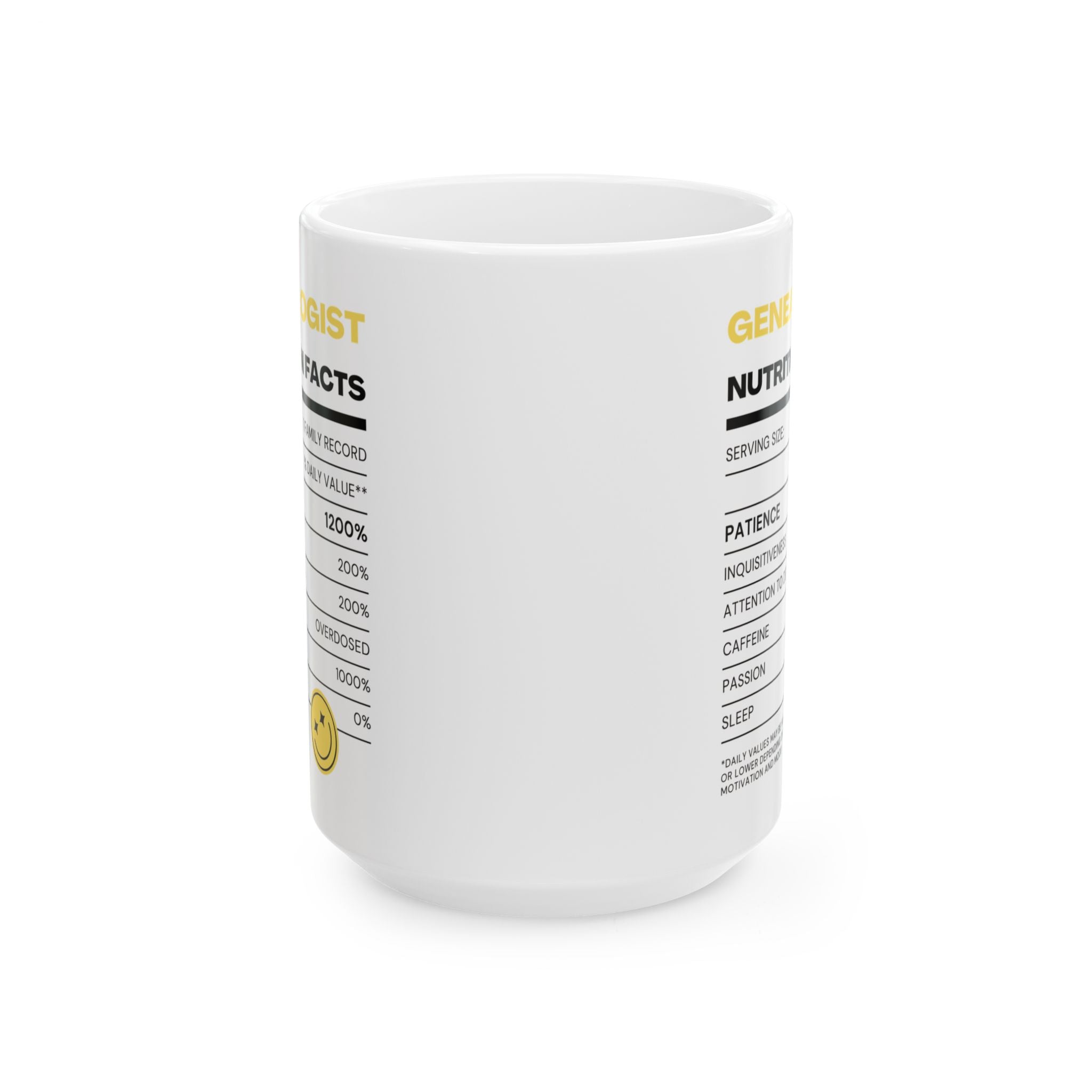 Genealogist Nutrition Facts Mug (11oz|15oz) in by Genealogy Keepsakes