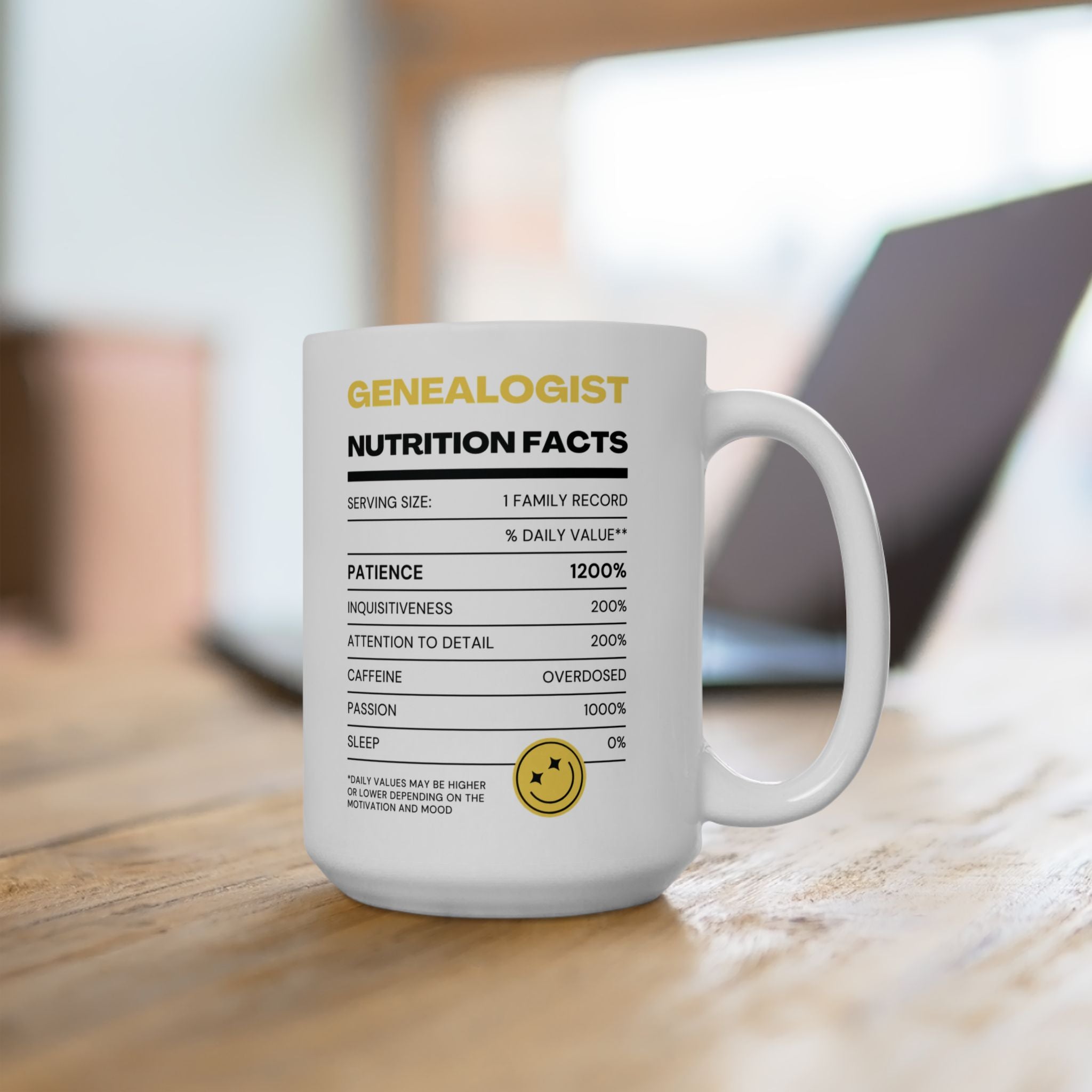 Genealogist Nutrition Facts Mug (11oz|15oz) in by Genealogy Keepsakes