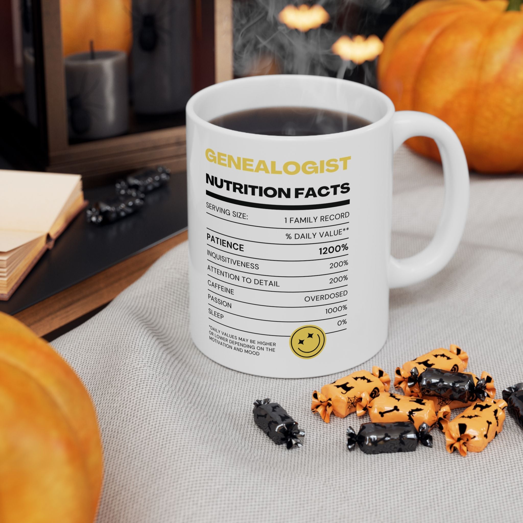 Genealogist Nutrition Facts Mug (11oz|15oz) in by Genealogy Keepsakes