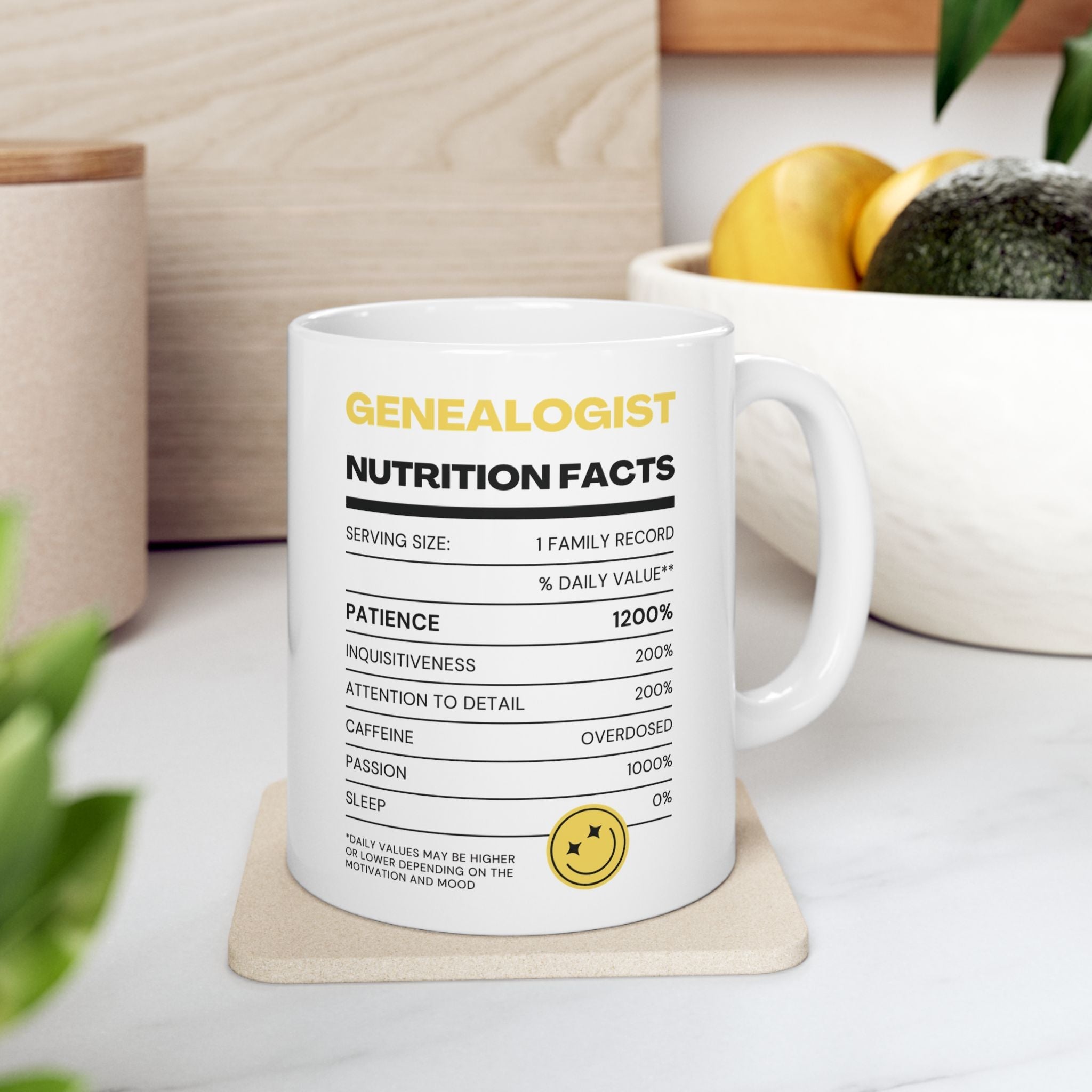 Genealogist Nutrition Facts Mug (11oz|15oz) in by Genealogy Keepsakes