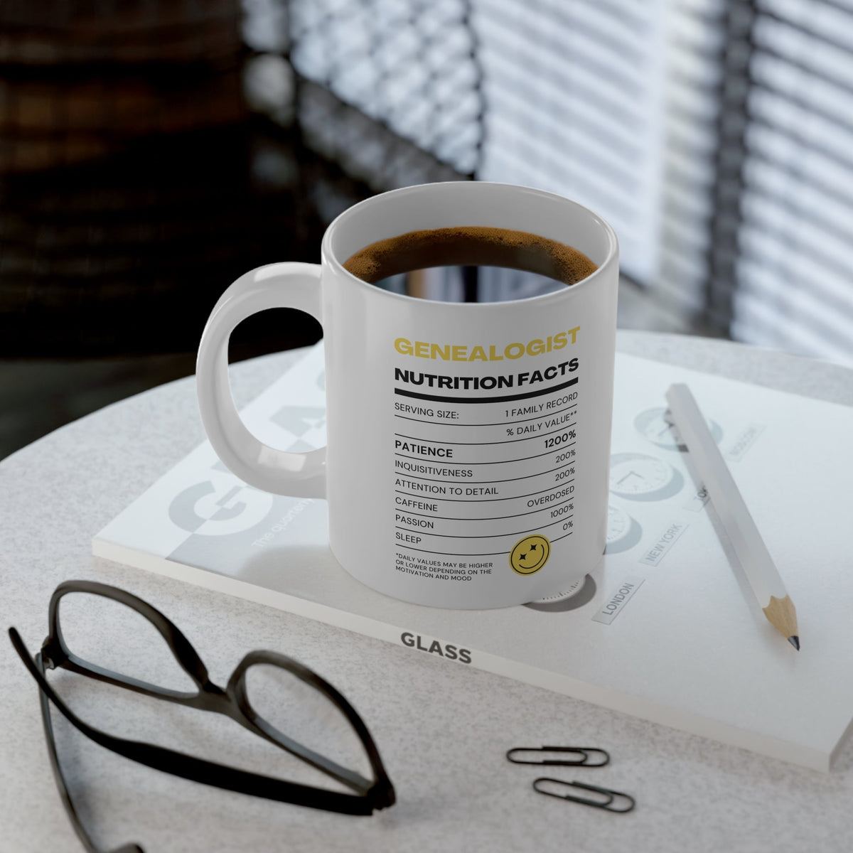 Genealogist Nutrition Facts Mug (20oz) - Genealogy Keepsakes Custom Genealogy Gift - White 20oz