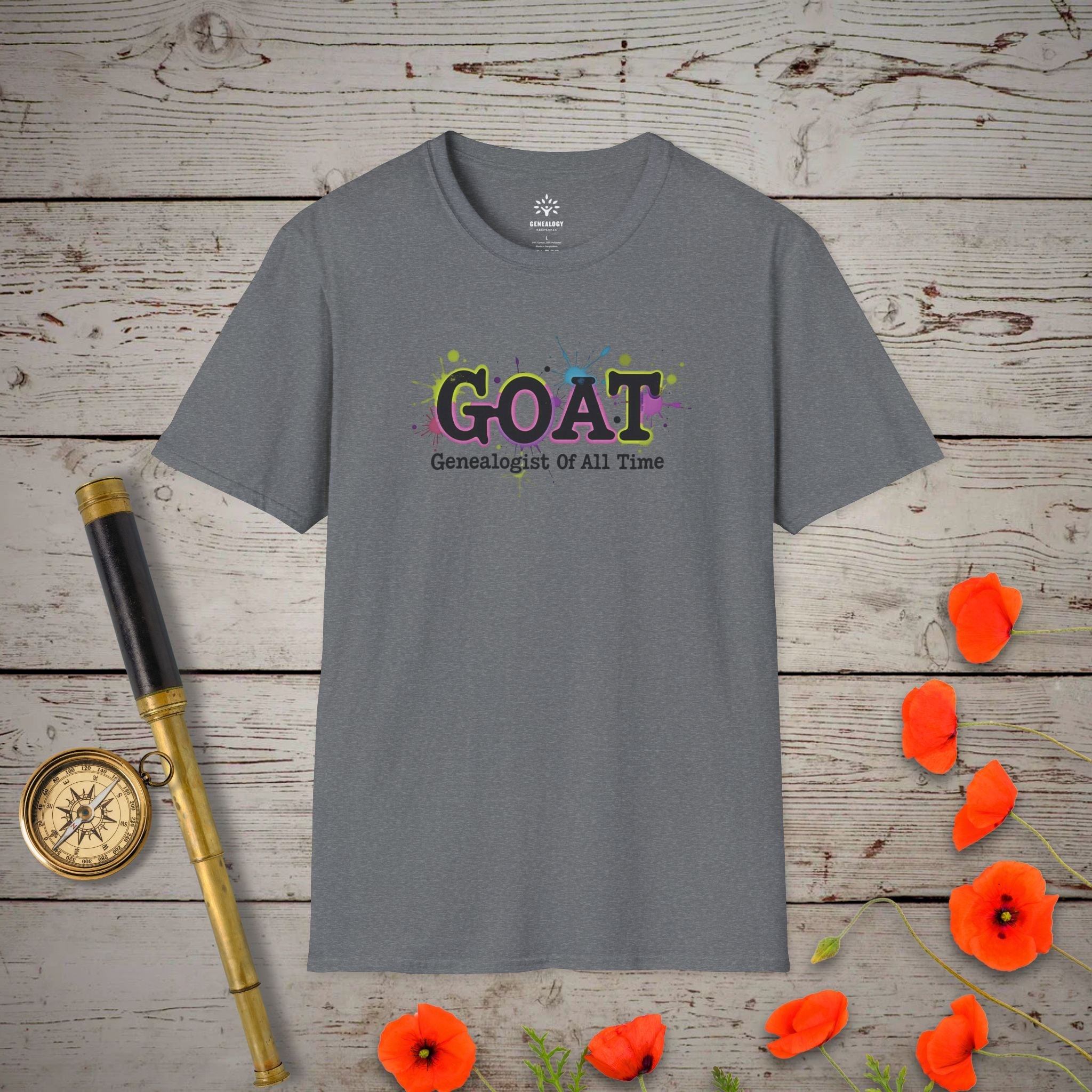 Genealogist Of All Time T-Shirt in Graphite Heather by Genealogy Keepsakes