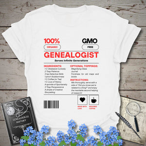 Genealogist Recipe T-Shirt - Genealogy Keepsakes Custom Genealogy Gift - White S