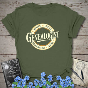 Genealogist T-Shirt in Military Green by Genealogy Keepsakes