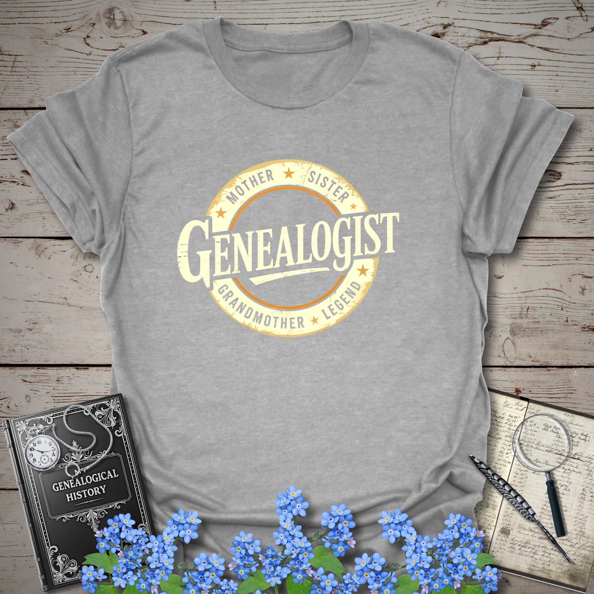 Genealogist T-Shirt in Sport Grey by Genealogy Keepsakes