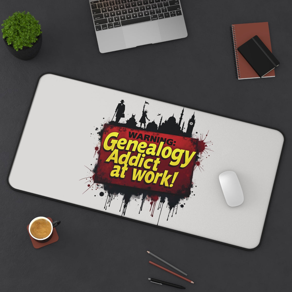 Genealogy Addict At Work Desk Mat - Genealogy Keepsakes Custom Genealogy Gift - 16" × 32"