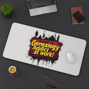 Genealogy Addict At Work Desk Mat - Genealogy Keepsakes Custom Genealogy Gift - 16" × 32"