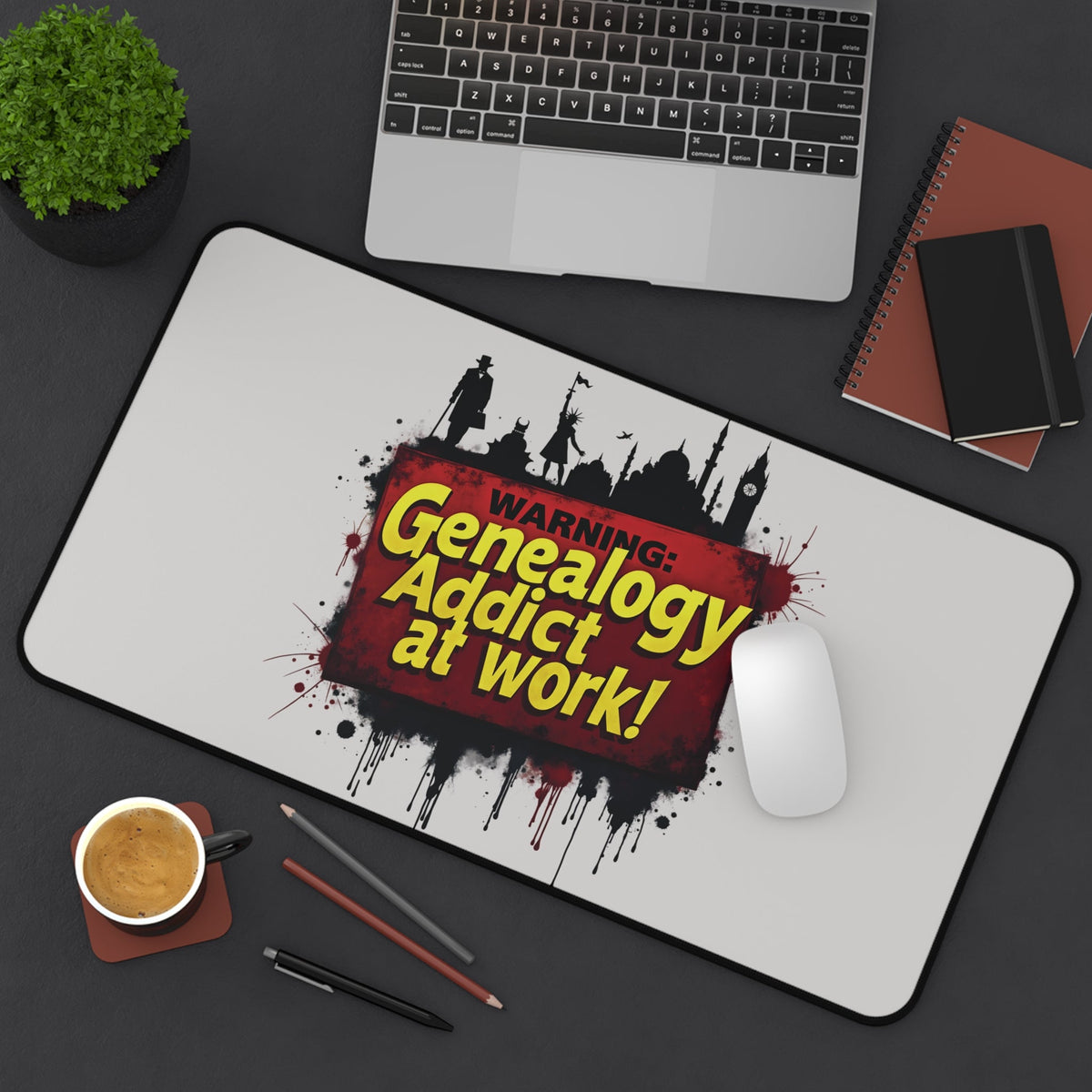 Genealogy Addict At Work Desk Mat - Genealogy Keepsakes Custom Genealogy Gift - 16" × 32"