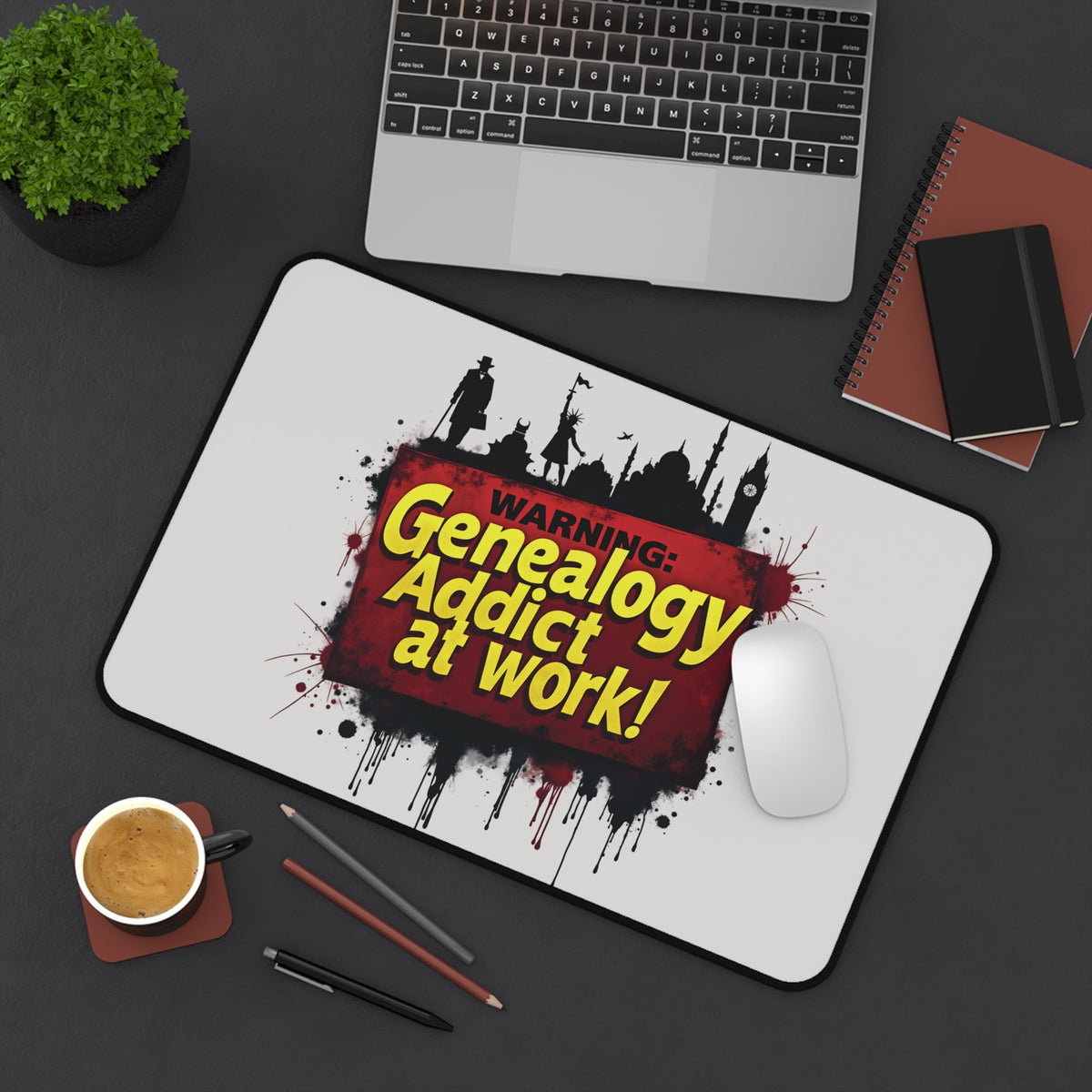 Genealogy Addict At Work Desk Mat - Genealogy Keepsakes Custom Genealogy Gift - 16" × 32"