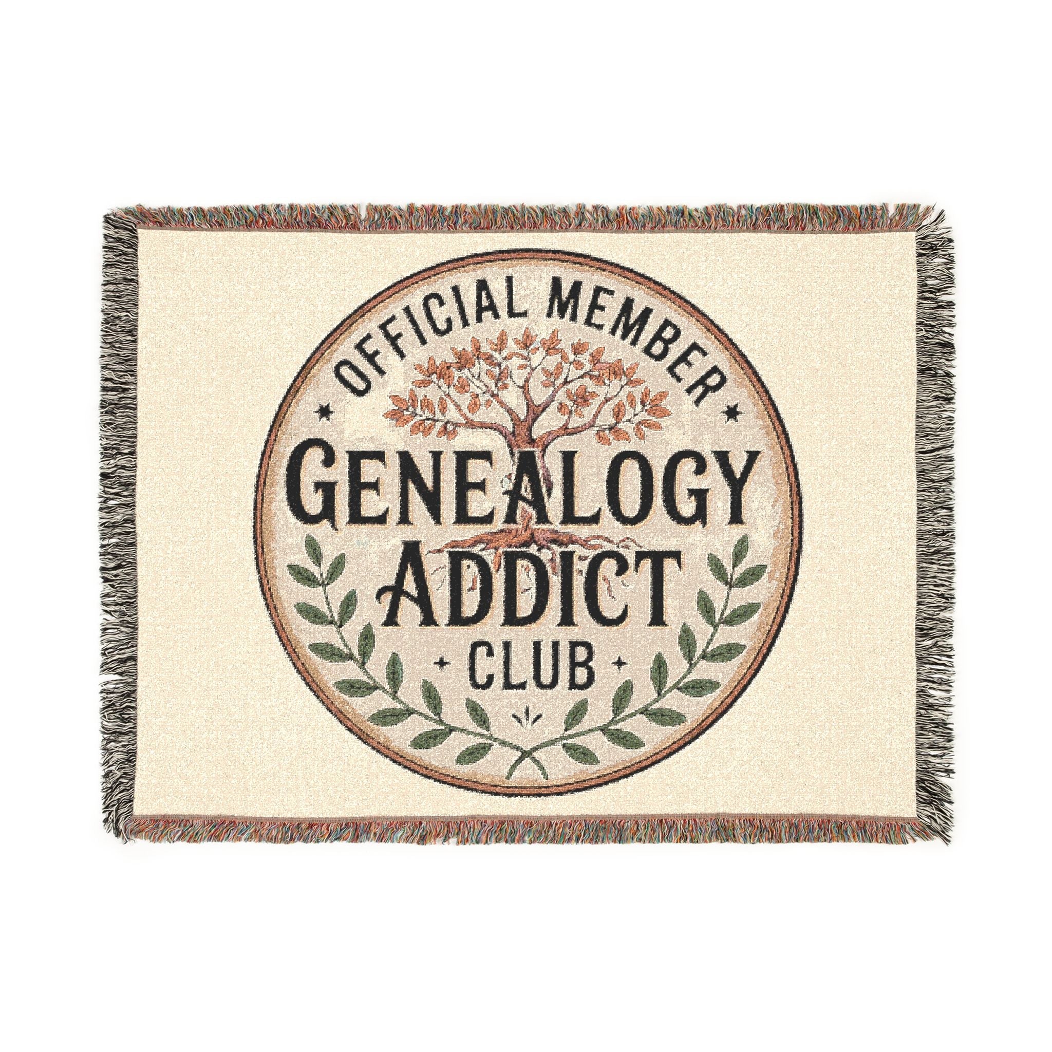 Genealogy Addict Club Woven Blanket in by Genealogy Keepsakes