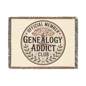 Genealogy Addict Club Woven Blanket in by Genealogy Keepsakes