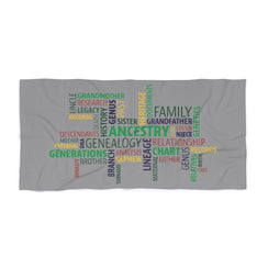 Genealogy Beach Towel in 30" × 60" by Genealogy Keepsakes