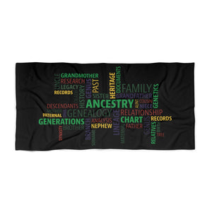 Genealogy Beach Towel in 36" × 72" by Genealogy Keepsakes