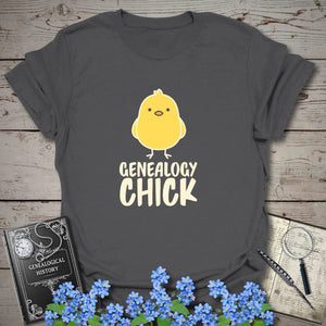 Genealogy Chick T-Shirt in Charcoal by Genealogy Keepsakes