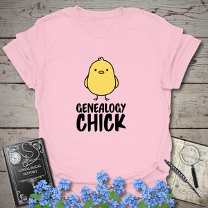 Genealogy Chick T-Shirt in Light Pink by Genealogy Keepsakes