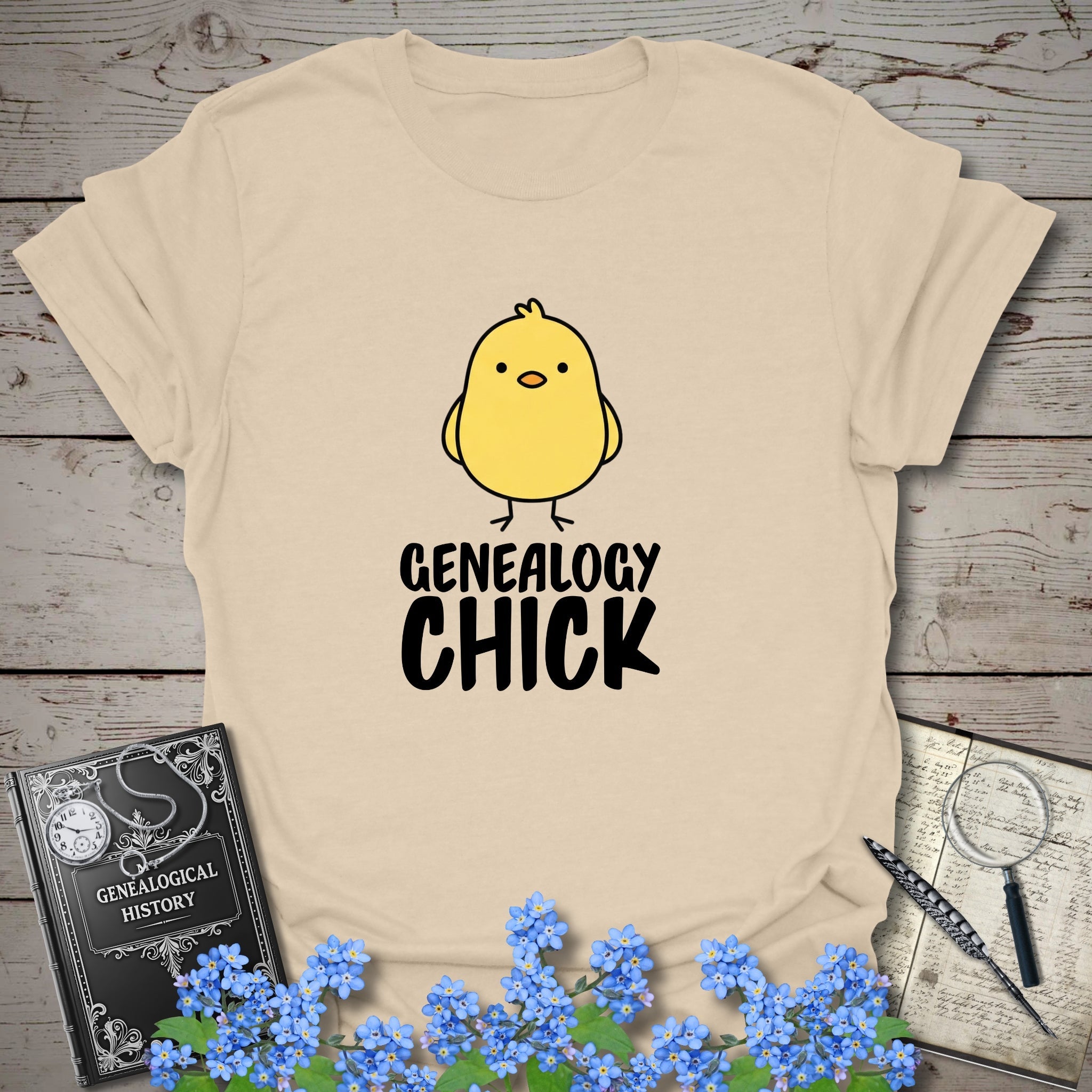 Genealogy Chick T-Shirt in Natural by Genealogy Keepsakes