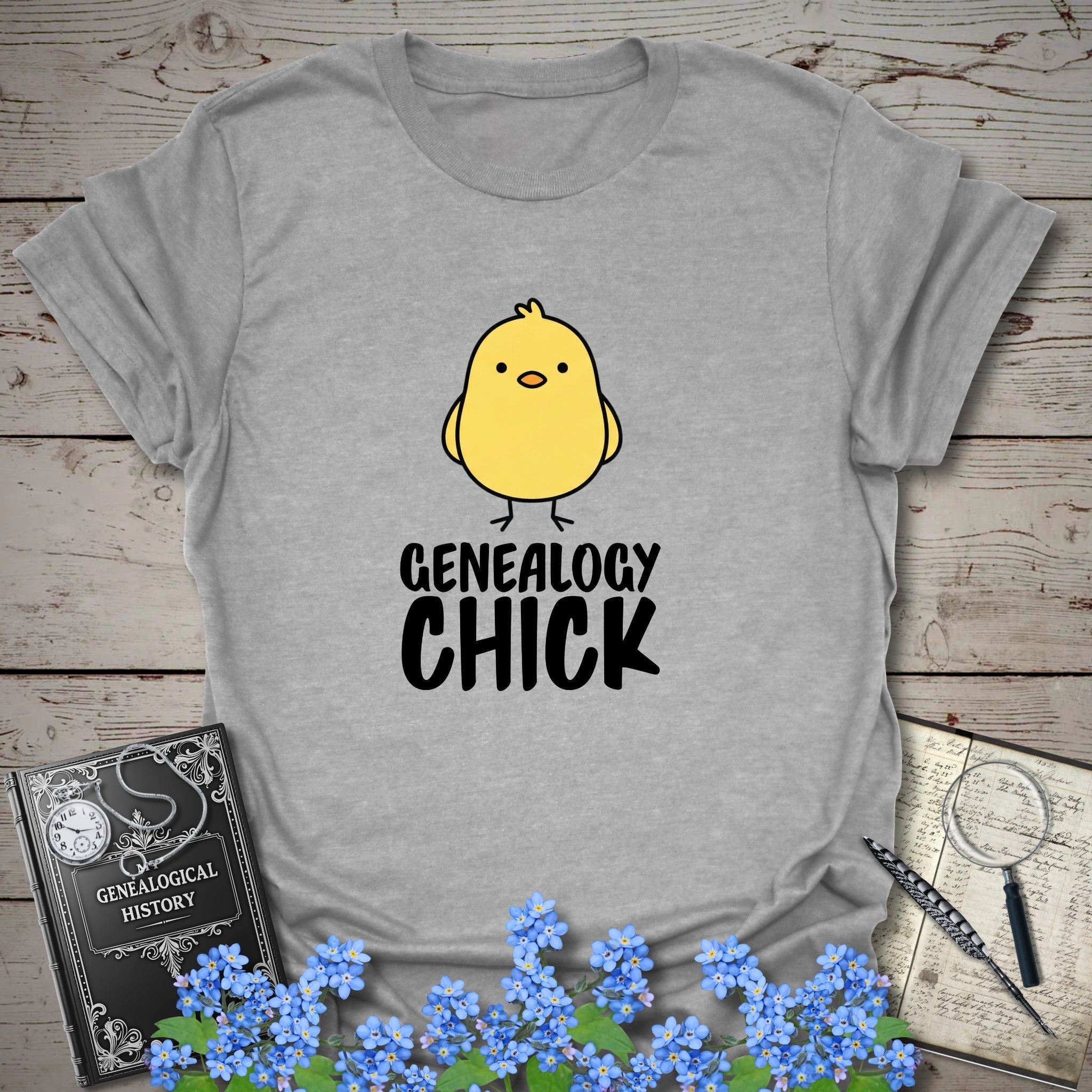 Genealogy Chick T-Shirt in Sport Grey by Genealogy Keepsakes