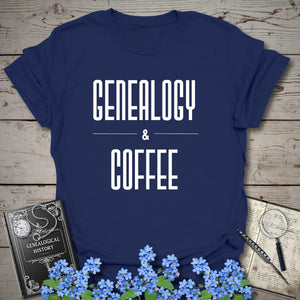 Genealogy & Coffee T-Shirt in Navy by Genealogy Keepsakes