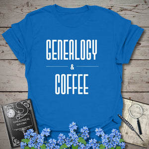 Genealogy & Coffee T-Shirt in Royal by Genealogy Keepsakes