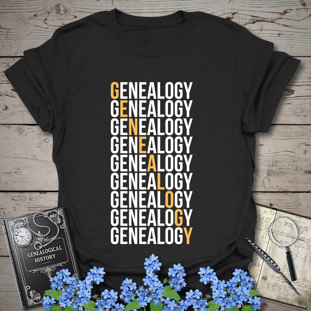 Genealogy Descent T-Shirt - Genealogy Keepsakes Custom Genealogy Gift - Black S