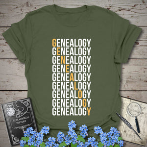 Genealogy Descent T-Shirt - Genealogy Keepsakes Custom Genealogy Gift - Military Green S