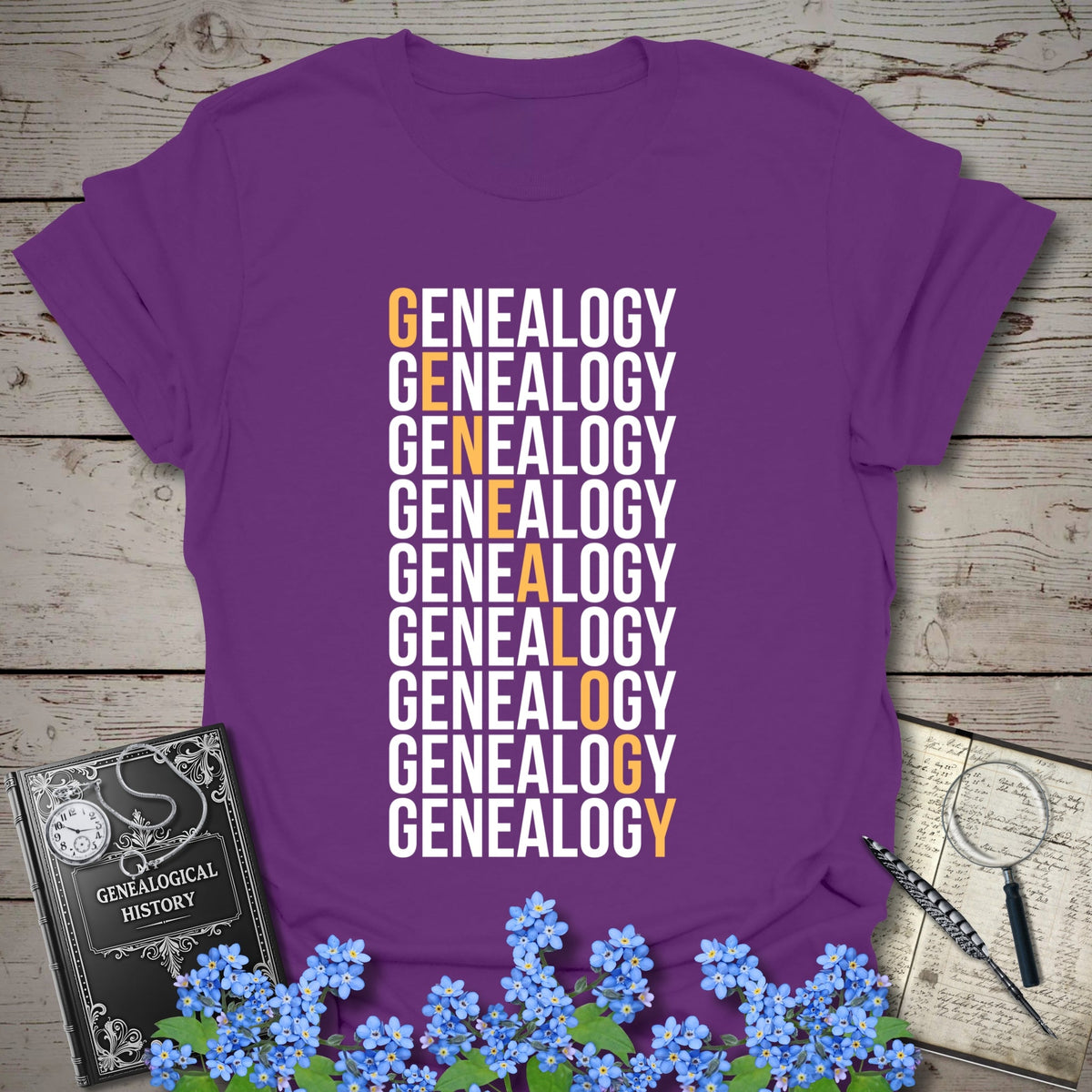 Genealogy Descent T-Shirt - Genealogy Keepsakes Custom Genealogy Gift - Purple S