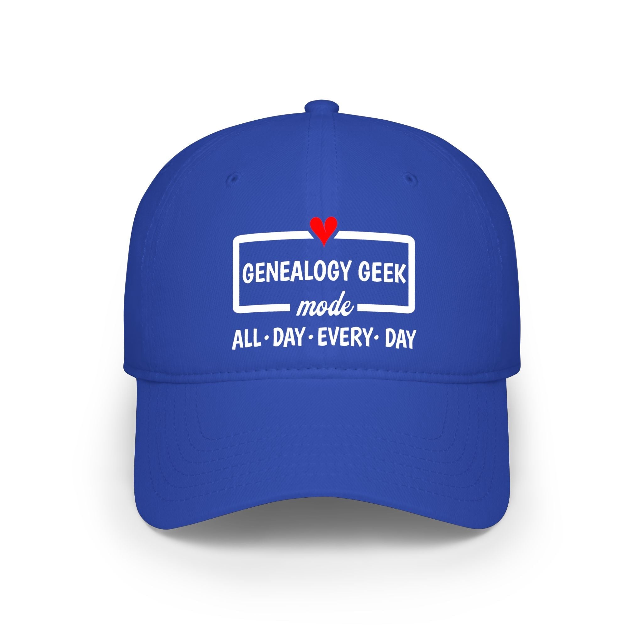 Genealogy Geek Mode — "All • Day • Every • Day" Baseball Cap in One size by Genealogy Keepsakes