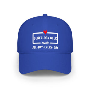 Genealogy Geek Mode — "All • Day • Every • Day" Baseball Cap in One size by Genealogy Keepsakes