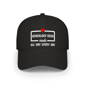Genealogy Geek Mode — "All • Day • Every • Day" Baseball Cap in One size by Genealogy Keepsakes