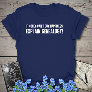 Genealogy Happiness T-Shirt - Genealogy Keepsakes Custom Genealogy Gift - Navy S