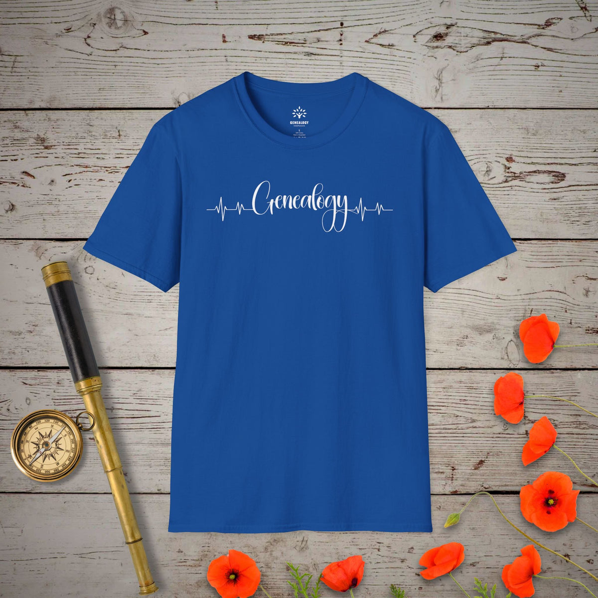 Genealogy Heartbeat T-Shirt - Genealogy Keepsakes Custom Genealogy Gift - Royal S