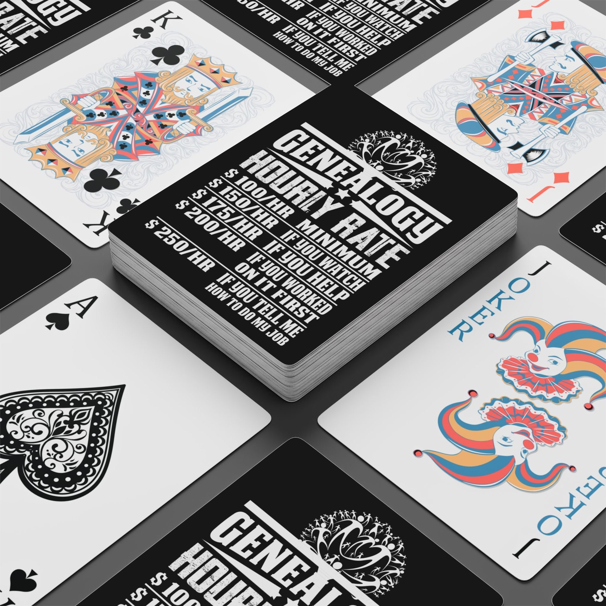 Genealogy Hourly Rate Playing Cards in 2.5" x 3.5" by Genealogy Keepsakes