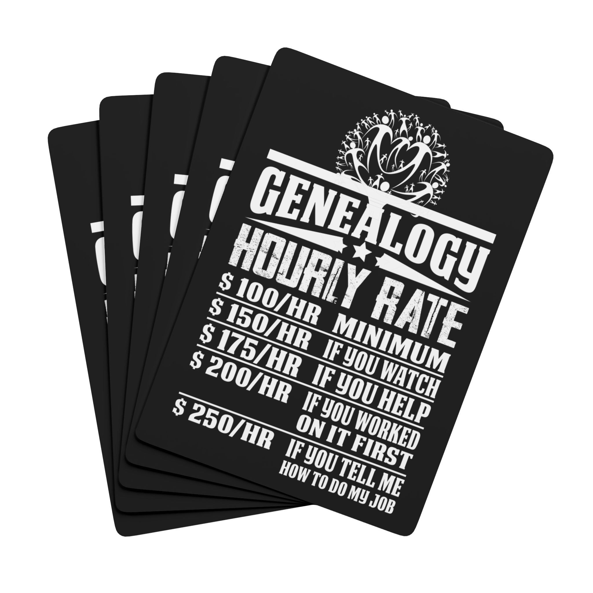Genealogy Hourly Rate Playing Cards in 2.5" x 3.5" by Genealogy Keepsakes