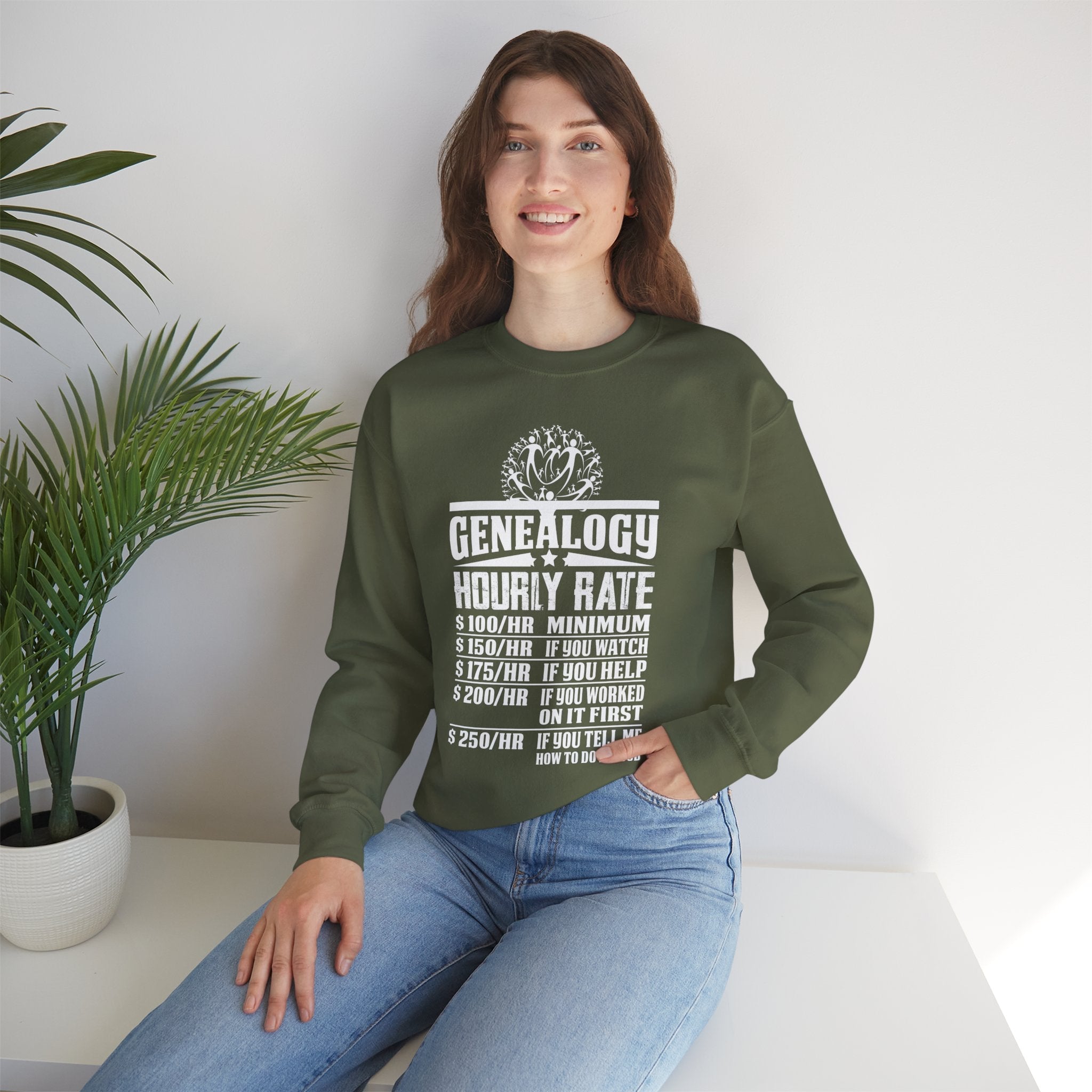 Genealogy Hourly Rate Sweatshirt in Light Pink by Genealogy Keepsakes