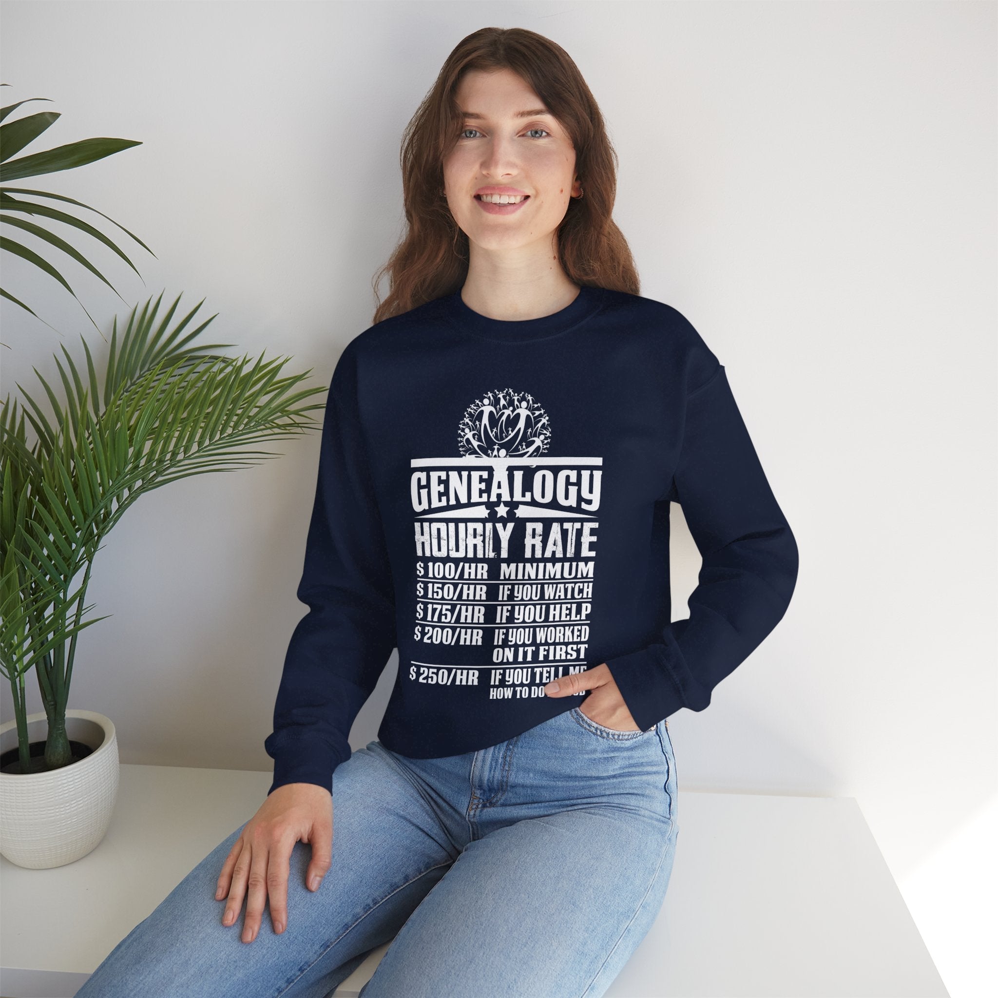 Genealogy Hourly Rate Sweatshirt in Light Pink by Genealogy Keepsakes