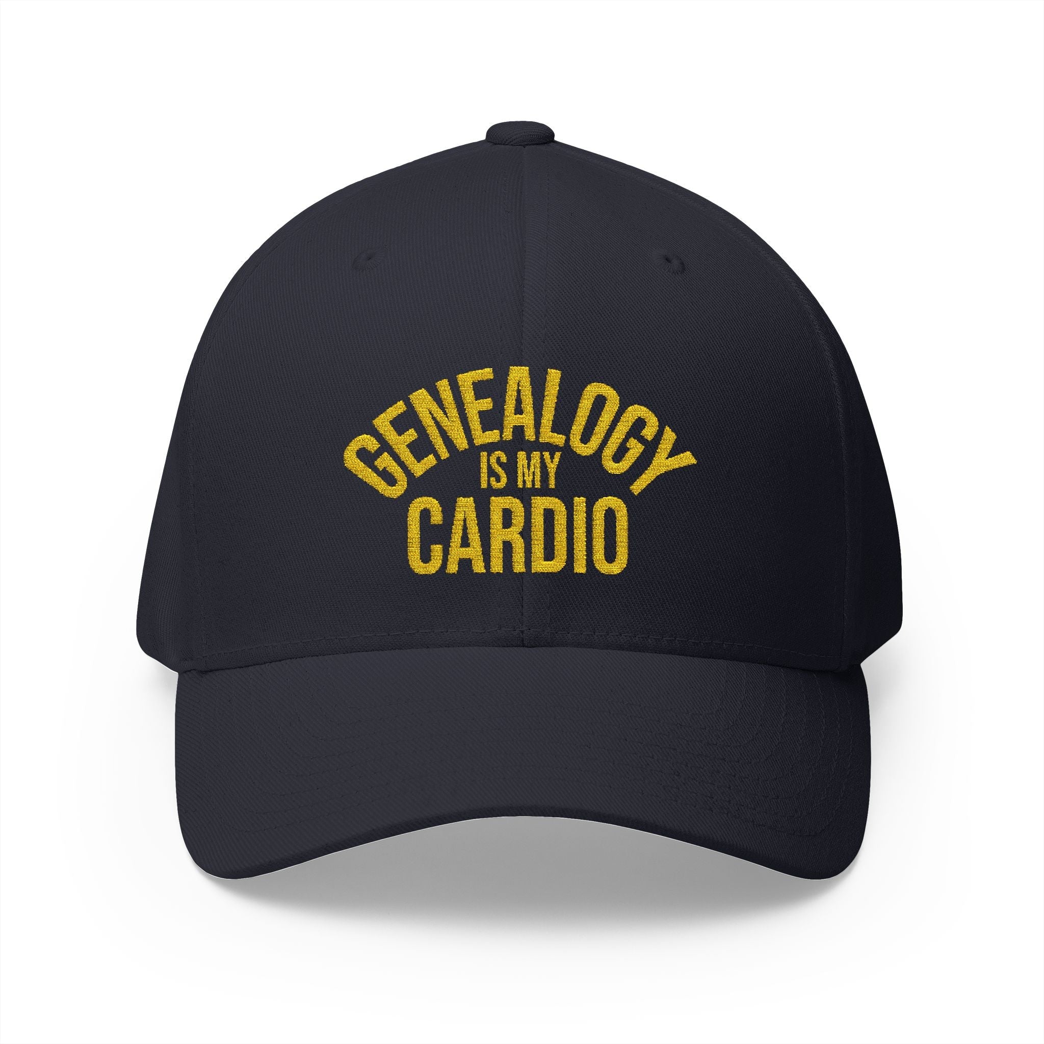 Genealogy Is My Cardio Embroidered Cap in Dark Navy by Genealogy Keepsakes