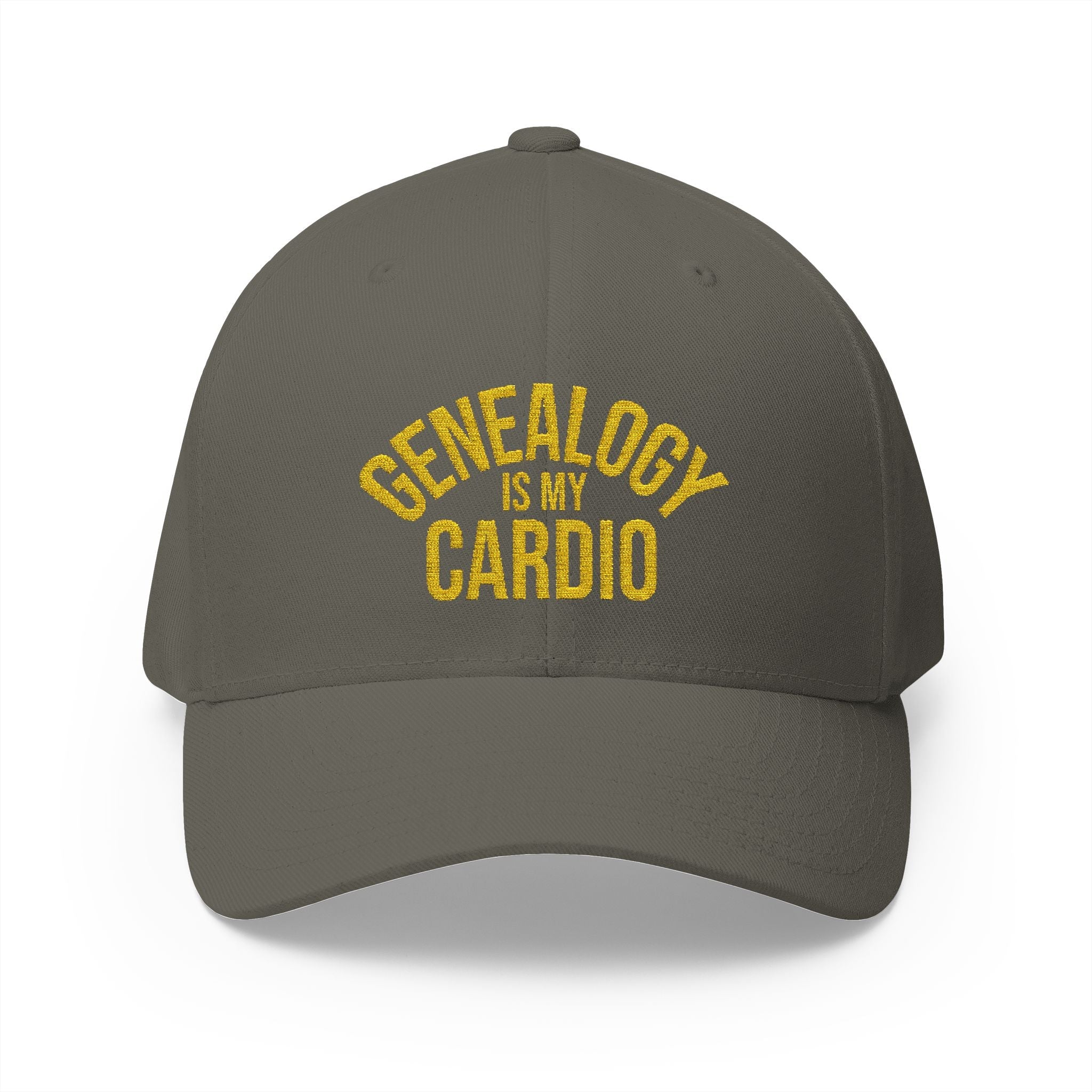 Genealogy Is My Cardio Embroidered Cap in Olive by Genealogy Keepsakes