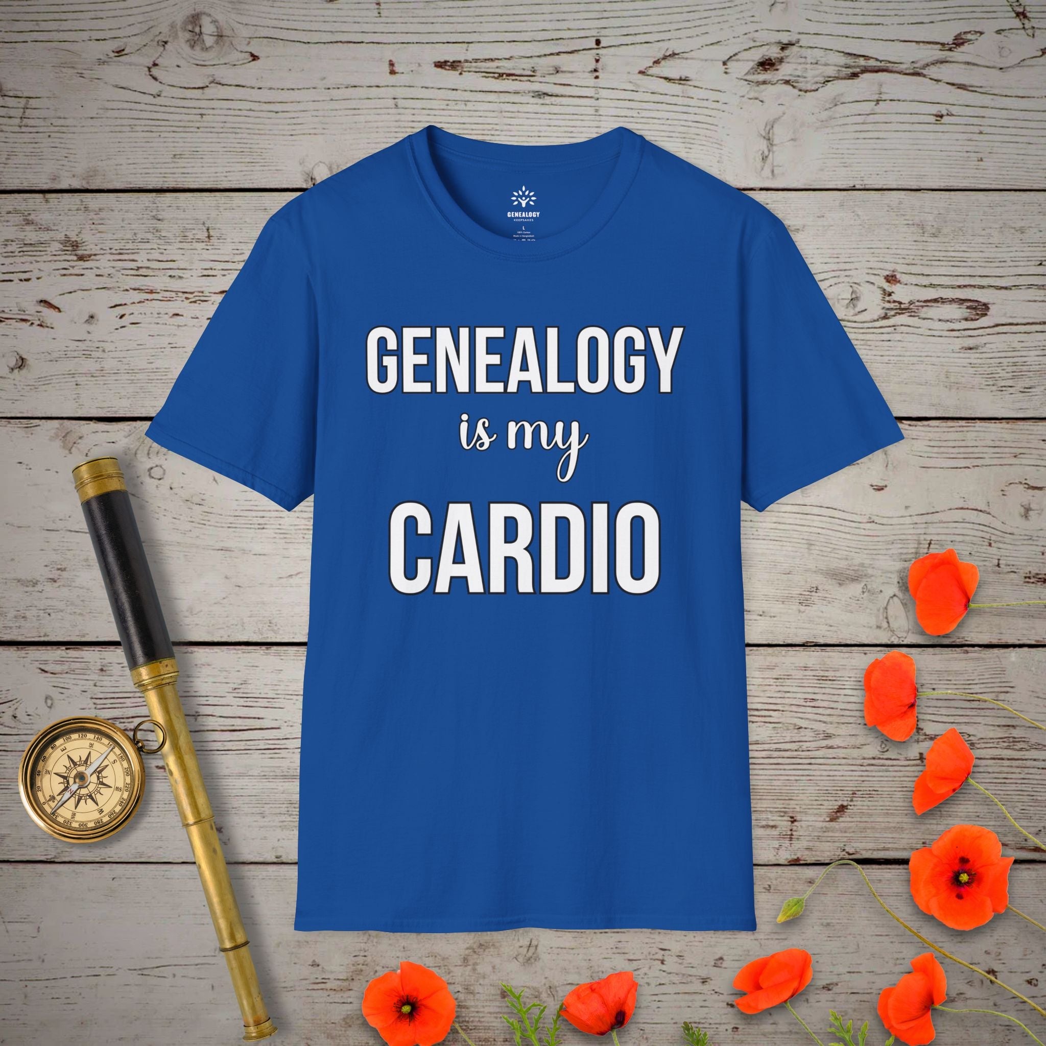 Genealogy Is My Cardio T-Shirt in Royal by Genealogy Keepsakes